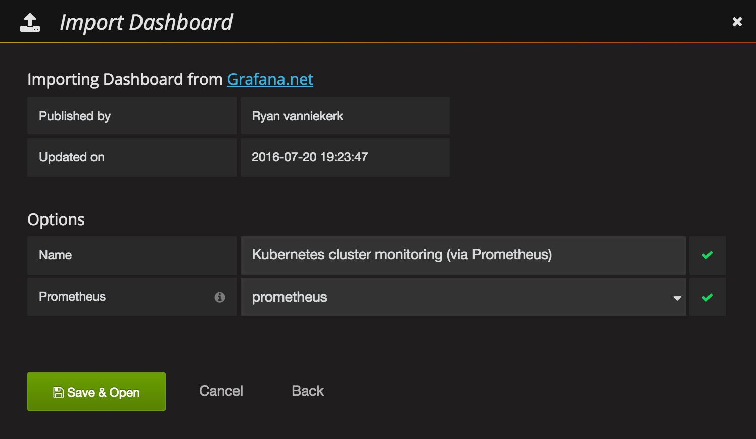 Grafana Import Dashboard